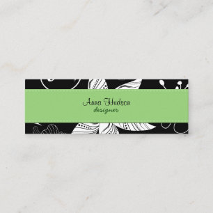Carte De Visite Mini Fleurs, pétales, feuille - blanc noir