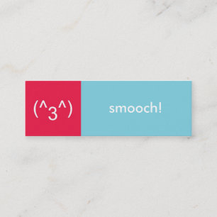 Carte De Visite Mini Flirt card rouge bleu smooch émoticône message tex