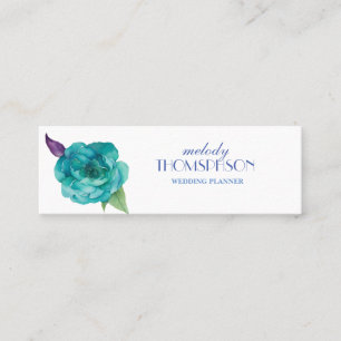 Carte De Visite Mini Flores d'aquarelle bleu Rose pourpre
