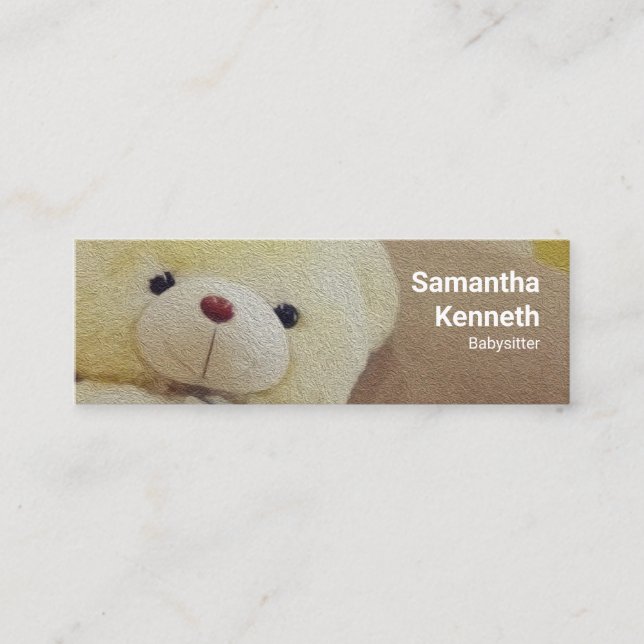 Carte De Visite Mini Fluffy Cute Teddy Bear Babsitting (Devant)