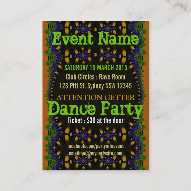 Carte De Visite Mini Flyers de l'Eastern Earth Event Party (Devant)