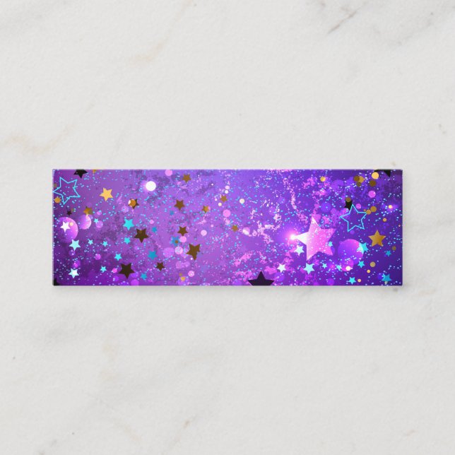 Carte De Visite Mini Fond de papier d'aluminium violet avec des étoiles (Devant)
