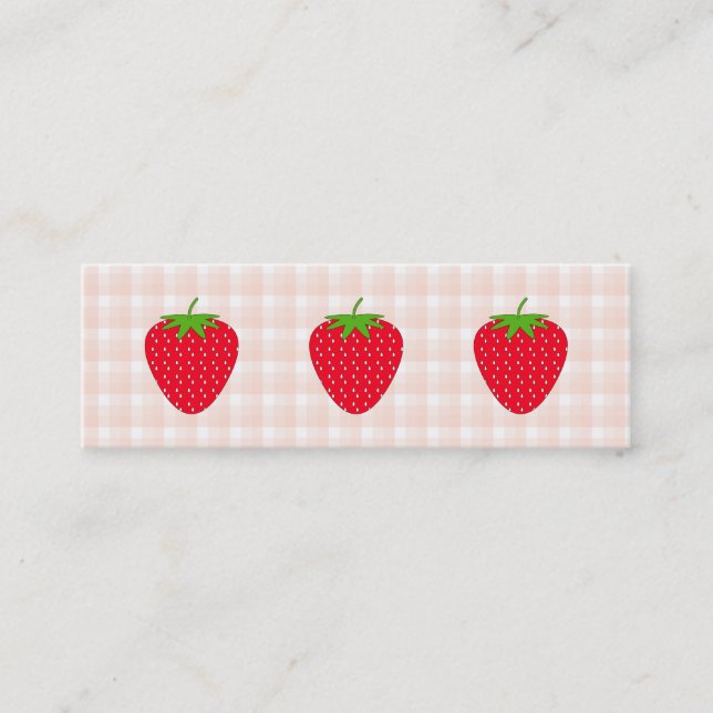 Carte De Visite Mini Fraise rouge sur le contrôle de guingan (Devant)