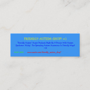 Carte De Visite Mini Friendly~Autism~Shop ! =) cartons publicitaires