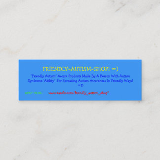 Carte De Visite Mini Friendly~Autism~Shop ! =) cartons publicitaires