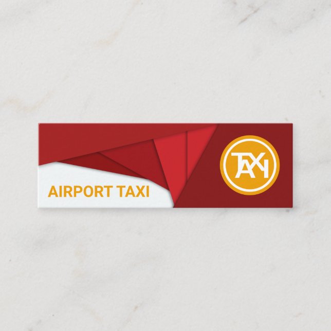 Carte De Visite Mini Géométrique Gras rouge Abstrait Aéroport Taxi (Devant)