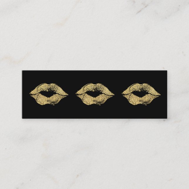 Carte De Visite Mini Glamor Lipstick Baisers Gold Parties scintillant (Devant)