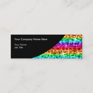 Carte De Visite Mini Glitz Rainbow Stripe Black Curve maigre