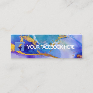 Carte De Visite Mini Gold Blue Facebook Watercolor Médias sociaux