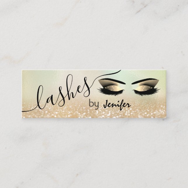 Carte De Visite Mini Gold Glittery maquillage de luxe yeux calligraphie (Devant)