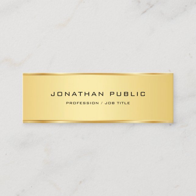 Carte De Visite Mini Gold Look Elegant Simple Modèle Professional (Devant)