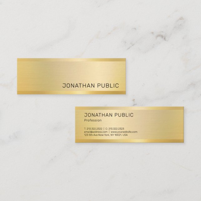 Carte De Visite Mini Gold Look Modèle Moderne Élégant Design simple (Devant / Derrière)