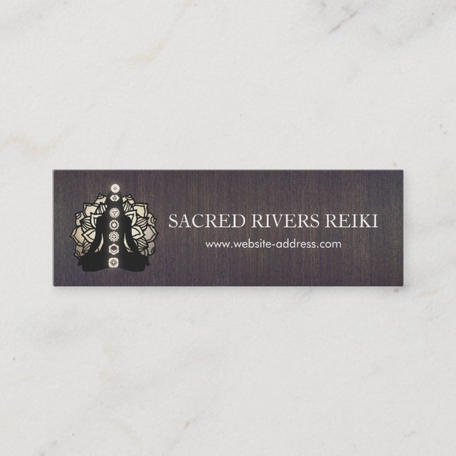 Carte De Visite Mini Gold Lotus Chakras Energy Healer et Yoga (Devant)