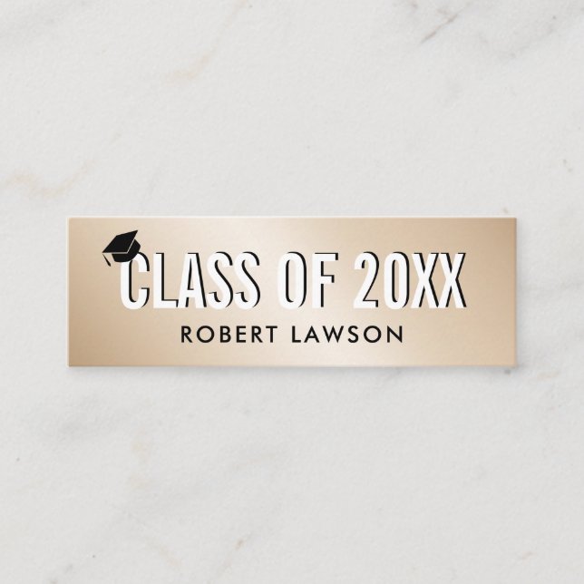 Carte De Visite Mini Gold Metallic Luxe Class Graduate cap Nom de la ca (Devant)