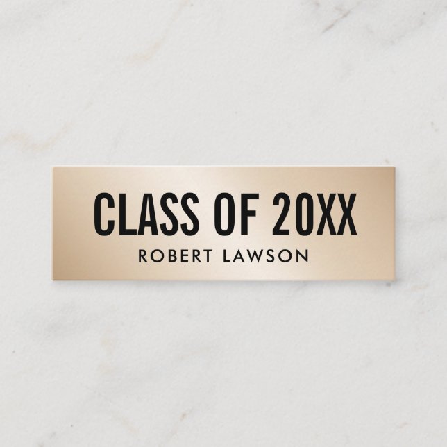 Carte De Visite Mini Gold Metallic Luxe Class Graduation Name Card (Devant)