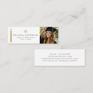 Carte De Visite Mini Gold Tassel & Casquette Wht Graduation Insérer la 