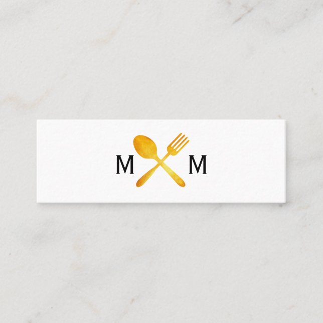 Carte De Visite Mini Golden Luxe Ustensiles de cuisine Monogram (Devant)