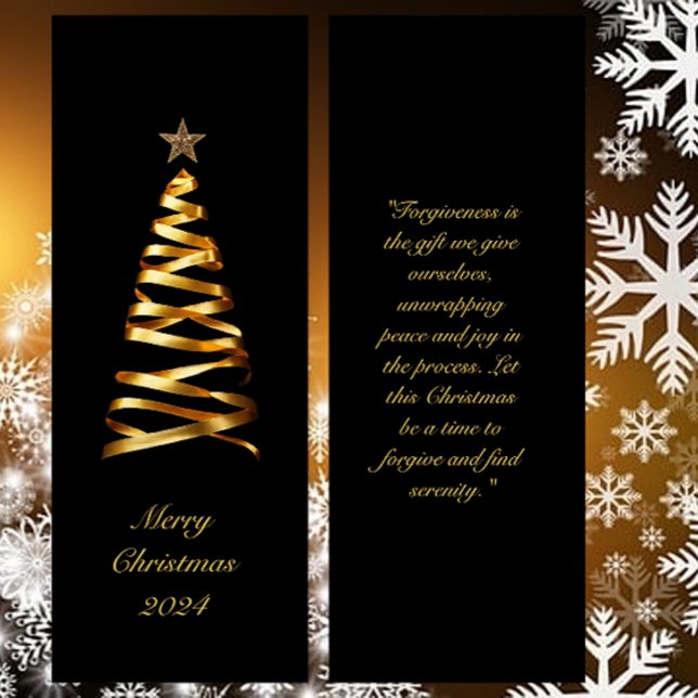 Carte De Visite Mini Golden Ribbon Christmas Tree Signet (Créateur téléchargé)
