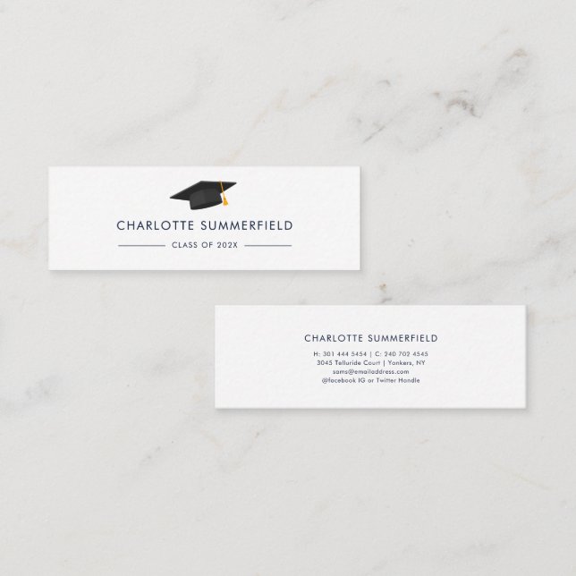 Carte De Visite Mini Graduation 2024 Nom Moderne Grad Calling Card (Devant / Derrière)