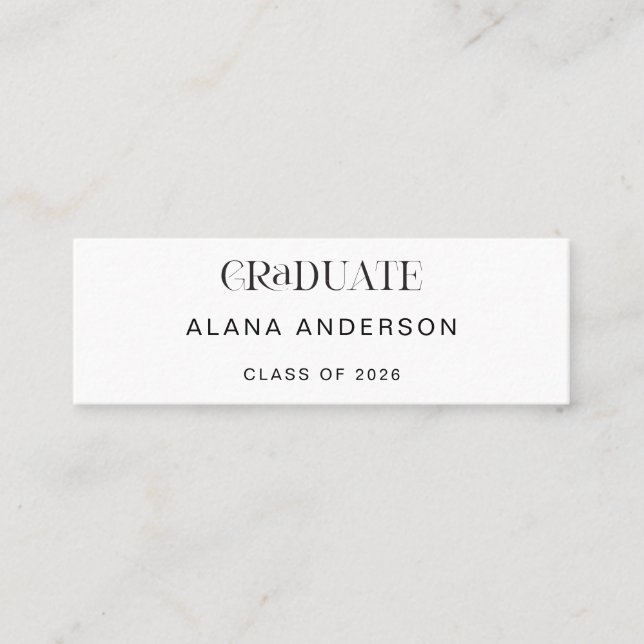 Carte De Visite Mini Graduation Name Card Modern Minimalist (Devant)