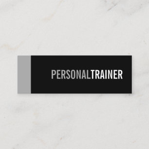 Carte De Visite Mini Gras Black and Grey Personal Trainer