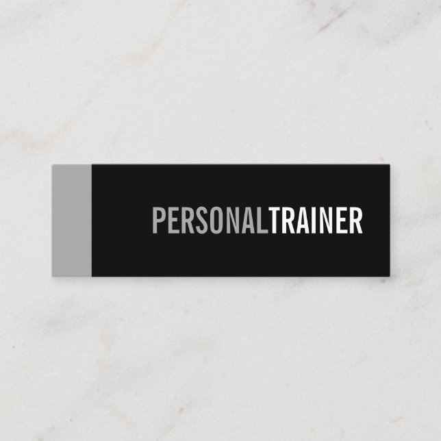 Carte De Visite Mini Gras Black and Grey Personal Trainer (Devant)