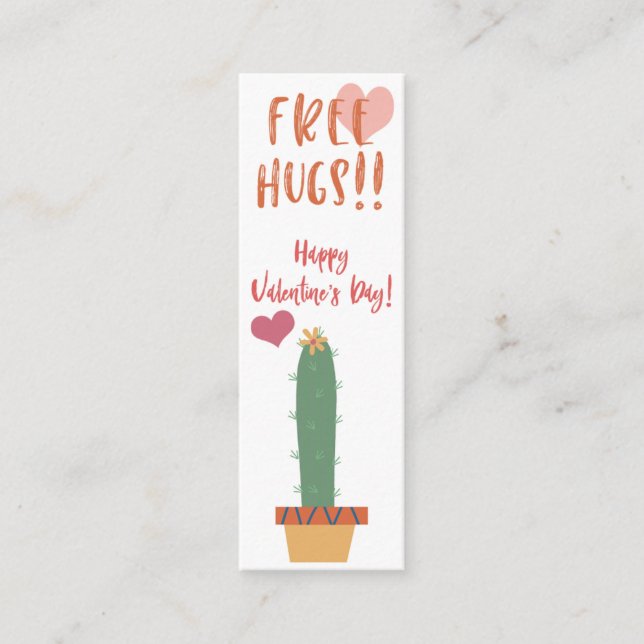 Carte De Visite Mini Gratuit Hugs !  Cactus Valentine Mini Signet (Devant)