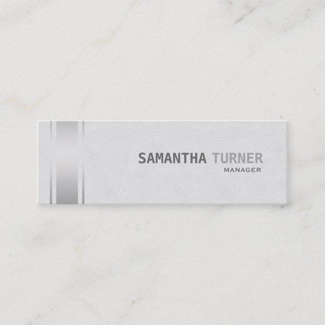 Carte De Visite Mini Grilles Argent Cuir Blanc Professionnel Personnali (Devant)
