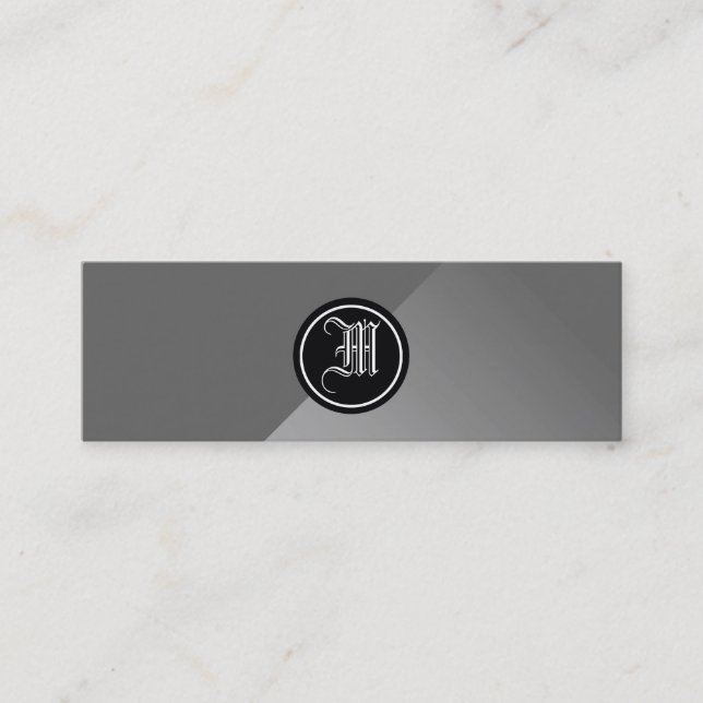 Carte De Visite Mini Gris Abstrait et monogramme (Devant)
