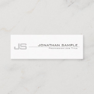 Carte De Visite Mini Gris Blanc Élégant Monogramme tendance Design simp