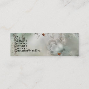 Carte De Visite Mini Gris brumeux de KRW floral avec les papillons