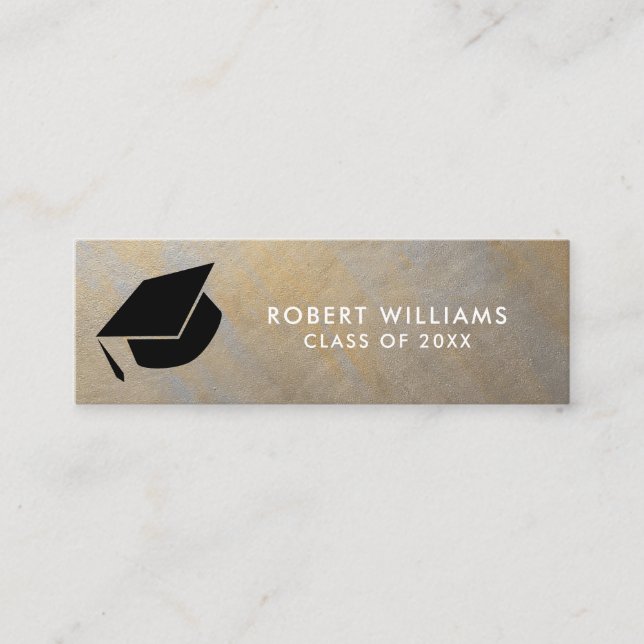 Carte De Visite Mini Gris Gold Metallic Grad Casquette Inscription (Devant)