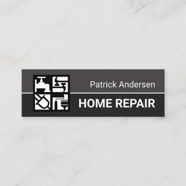 Carte De Visite Mini Gris Outils de construction professionnels Motif (Devant)