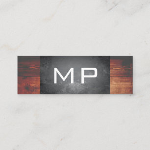 Carte De Visite Mini Grunge Texture Bois rustique Monogramme
