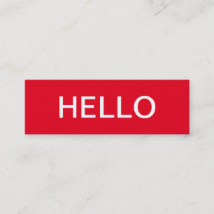 Carte De Visite Mini Hello Simple Simple Clean Red White Professionnel