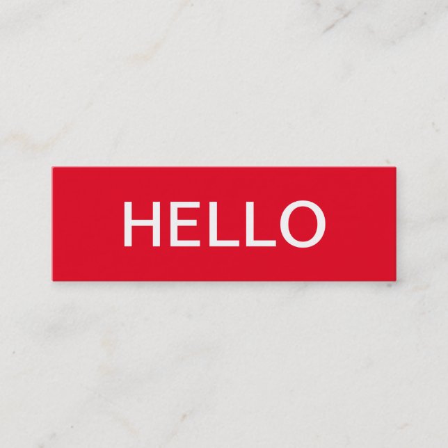 Carte De Visite Mini Hello Simple Simple Clean Red White Professionnel (Devant)