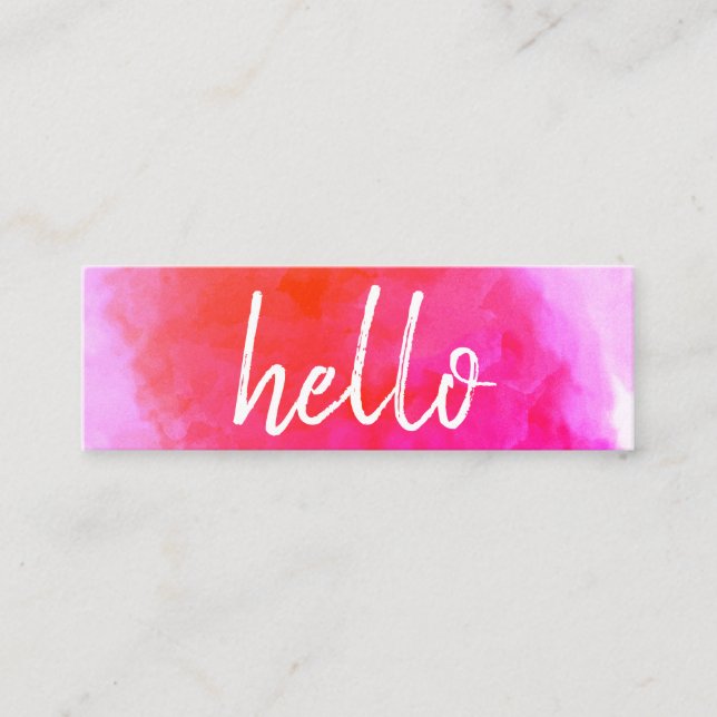 Carte De Visite Mini Hello Watercolor Vibrant (Devant)