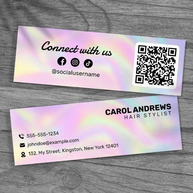 Carte De Visite Mini Holographie moderne Connectez-vous avec nous Coiff (Créateur téléchargé)