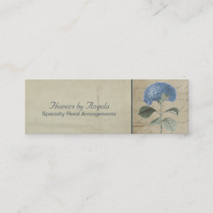 Carte De Visite Mini Hortensia bleu vintage sur la calligraphie antique