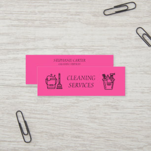 Carte De Visite Mini Hot Pink Cleaning Services Company