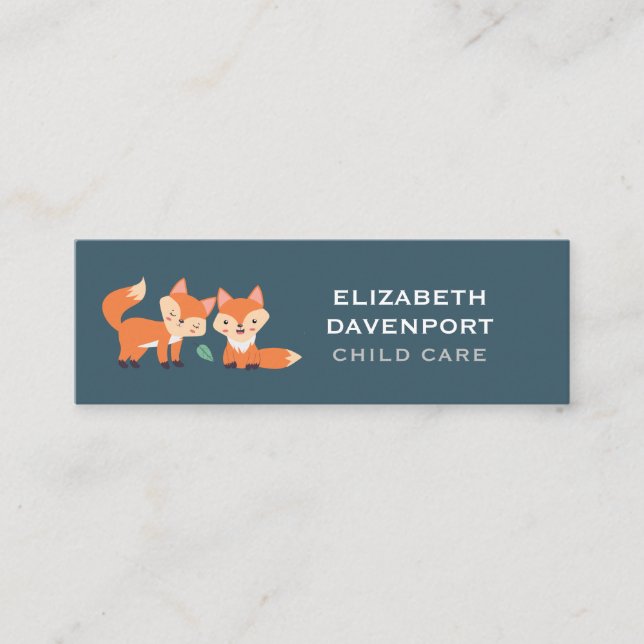 Carte De Visite Mini Illustration graphique des renards orange mignons (Devant)