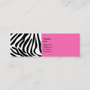 Carte De Visite Mini Impression Zèbre noir et blanc avec rose chaud