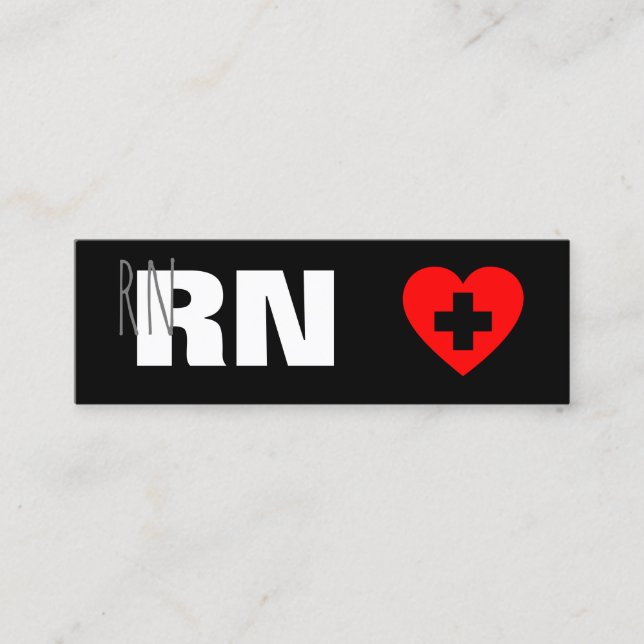 Carte De Visite Mini Infirmière inscrite RN Médicale Red Heart Modern (Devant)