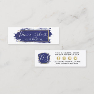 Carte De Visite Mini Influenceur social Marine Blue & Gold Peinture Str