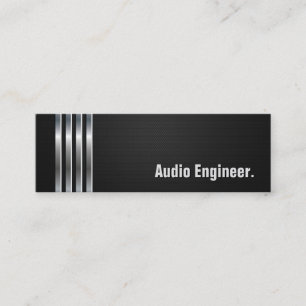 Carte De Visite Mini Ingénieur audio - Bandes argentées noires