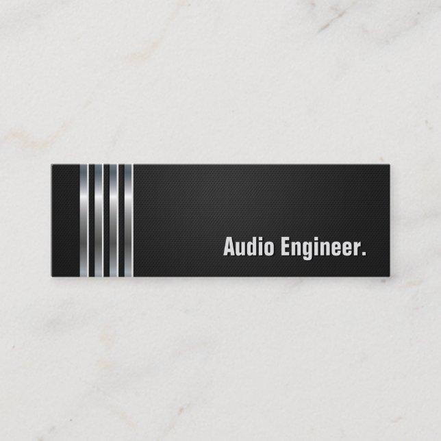 Carte De Visite Mini Ingénieur audio - Bandes argentées noires (Devant)
