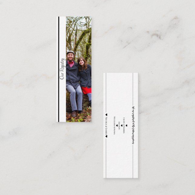 Carte De Visite Mini Inscription minimale du Mariage photo (Devant / Derrière)