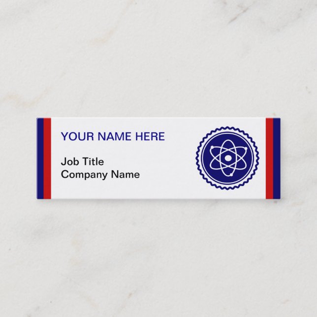 Carte De Visite Mini Insigne atomique bleu de la Science essentielle (Devant)