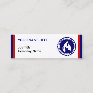 Carte De Visite Mini Insigne de flamme bleue du pompier du premier rép