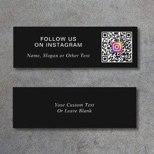 Carte De Visite Mini Instagram QR Code noir Promotionnel